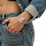 Bracelet en Pierre de Lune sur chaîne argentée