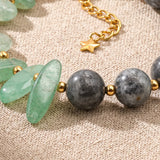 Bracelet Aventurine Verte et Émeraude DUALIA®, Pierre Verte sur Chaîne Dorée