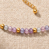 Bracelet Fluorite Multicolore FILÉA®, Perles Facettées sur Chaîne Fine Dorée