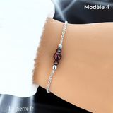 Bracelet Grenat Chaîne Argentée Acier Inoxydable