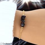 Bracelet Grenat Chaîne Dorée Acier Inoxydable