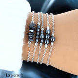 Bracelet en pierre Hématite sur chaîne argentée