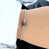 Bracelet en pierre Hématite sur chaîne argentée