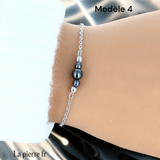 Bracelet en pierre Hématite sur chaîne argentée