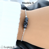 Bracelet en pierre Hématite sur chaîne argentée