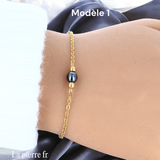 Bracelet en pierre Hématite sur chaîne dorée