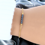 Bracelet en pierre Hématite sur chaîne dorée