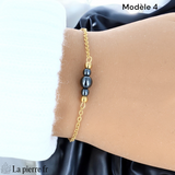Bracelet en pierre Hématite sur chaîne dorée