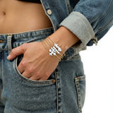 Bracelet en pierre Howlite Blanche sur chaîne dorée