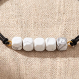 Bracelet Perle Cube en Howlite KUBIK®, Pierre Blanche sur Cordon Coulissant
