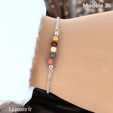 Bracelet en pierre Jaspe Mokaïte sur chaîne argentée