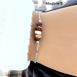 Bracelet en pierre Jaspe Mokaïte sur chaîne argentée