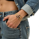 Bracelet en pierre Jaspe Mokaïte sur chaîne dorée