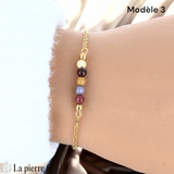 Bracelet en pierre Jaspe Mokaïte sur chaîne dorée
