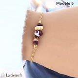 Bracelet en pierre Jaspe Mokaïte sur chaîne dorée