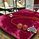 Bracelet cordon en Jaspe rouge ÉTOILE®, perles 6 mm et étoile argentée