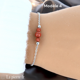 Bracelet en pierre Jaspe Rouge sur chaîne argentée