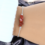 Bracelet en pierre Jaspe Rouge sur chaîne argentée