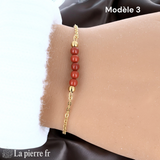 Bracelet en pierre Jaspe Rouge sur chaîne dorée
