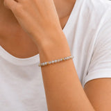 Bracelet Labradorite Femme ORÉLIA®, Perles Grises 4 mm et Chaîne Dorée