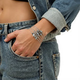 Bracelet Labradorite Chaîne Argentée Acier Inoxydable