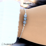 Bracelet Labradorite Chaîne Argentée Acier Inoxydable