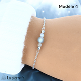Bracelet Labradorite Chaîne Argentée Acier Inoxydable