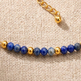 Bracelet Lapis-Lazuli FILÉA®, Chaîne Fine Dorée et Perles Bleues Facettées