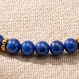 Bracelet Lapis-Lazuli Femme ORÉLIA®, Perles Bleues 4 mm et Fermoir Doré