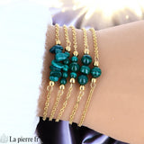 Bracelet en pierre Malachite sur chaîne dorée