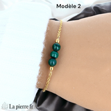 Bracelet en pierre Malachite sur chaîne dorée