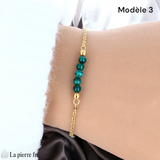 Bracelet en pierre Malachite sur chaîne dorée