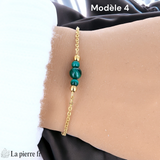 Bracelet en pierre Malachite sur chaîne dorée
