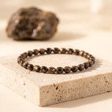 Bracelet Bronzite en Pierres Roulées de 6 mm, Brun aux Reflets Bronze