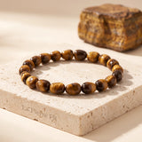 Bracelet Œil de Tigre Pierre Roulée, Confiance en Soi