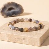 Bracelet Pierre Agate Multicolore en Pierres Roulées, Ajustable