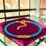 Bracelet fin en Apatite bleue FINA®, perles facettées et acier doré