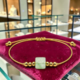 Bracelet cordon doré en Aventurine verte CUBE®, pierre cube 8 mm
