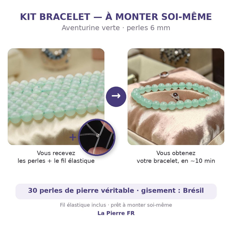Kit bracelet en pierre aventurine verte 6 mm