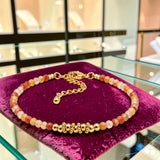 Bracelet fin en Cornaline FINA®, perles facettées et acier doré
