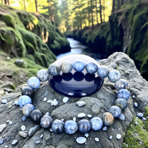 Bracelet Dumortierite “Soutien et Harmonie” en perles de pierre naturelle ronde sur mesure