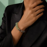 Bracelet Aventurine Verte et Émeraude DUALIA®, Pierre Verte sur Chaîne Dorée