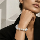 Bracelet Pierre Blanche DUALIA®, Cristal de Roche et Howlite sur Chaîne Dorée