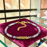 Bracelet fin en Fluorine multicolore FINA®, perles facettées et acier doré
