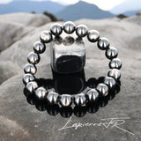 Bracelet pierre naturelle en Hypersthène, bijou de lithothérapie noir argenté pour la protection et la clarté mentale. Bracelet sur mesure pour femme et homme – La Pierre FR.