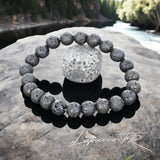 Bracelet Pierre de lave “Force et Stabilité” en perles de pierre naturelle ronde sur mesure