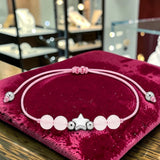 Bracelet cordon en Quartz rose ÉTOILE®, perles 6 mm et étoile argentée