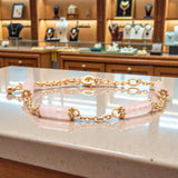 Bracelet heishi en Quartz rose QUATUOR®, acier doré