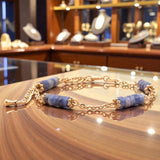 Bracelet heishi en Sodalite QUATUOR®, acier doré