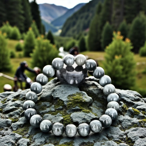 Bracelet en pierre naturelle Tourmaline œil de chat avec perles rondes en lithothérapie